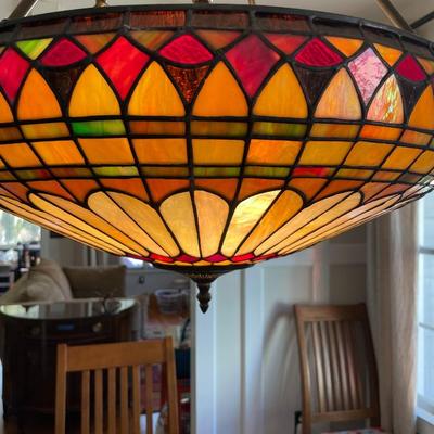Gorgeous Large Stained Glass Chandelier