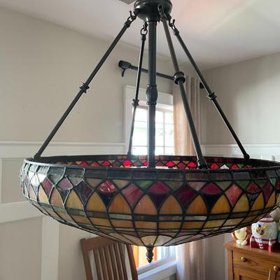 Gorgeous Large Stained Glass Chandelier