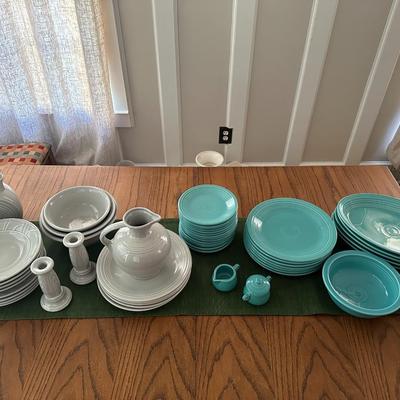 50 pc Turquoise & Gray Fiesta/Fiestaware Set
