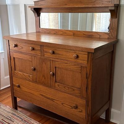 Beautiful Wood Sideboard w/ Horizonal Mirror