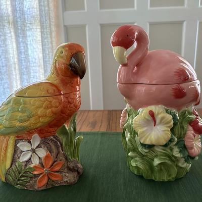 2 Exotic Bird Cookie Jars