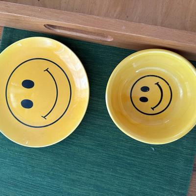 Yellow Smiley Face Cup/Bowl/Place Assortment