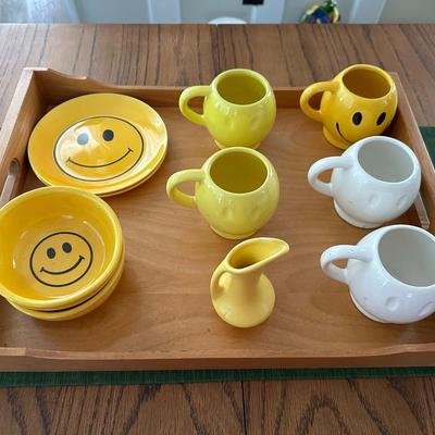 Yellow Smiley Face Cup/Bowl/Place Assortment
