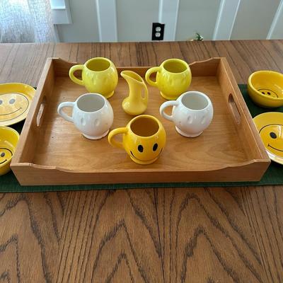 Yellow Smiley Face Cup/Bowl/Place Assortment