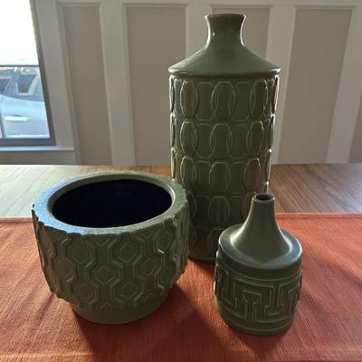 West Elm Vases & Pot - Green