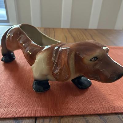 Ceramic Panther & Dachshund Planters