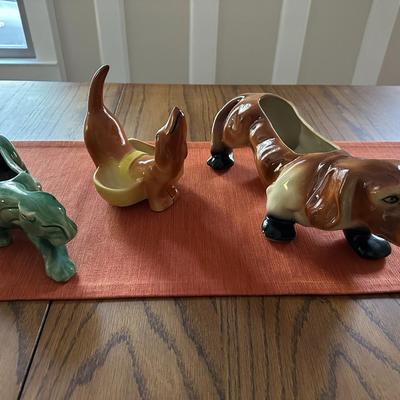 Ceramic Panther & Dachshund Planters