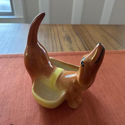 Ceramic Panther & Dachshund Planters