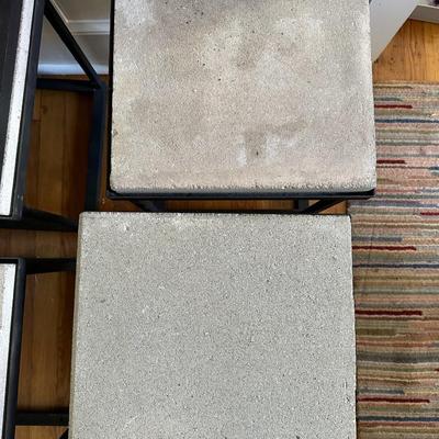 6 Black Metal & Cement Tables/Plant Stands