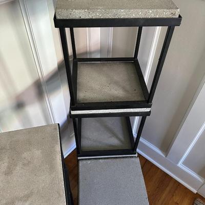6 Black Metal & Cement Tables/Plant Stands