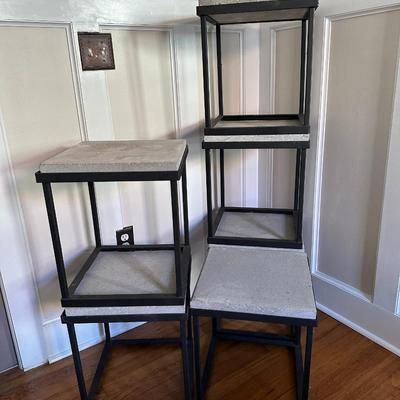 6 Black Metal & Cement Tables/Plant Stands