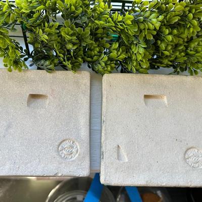 Plant Foam, 2 Metal Squares, plastic foliage, Glazed Tiles