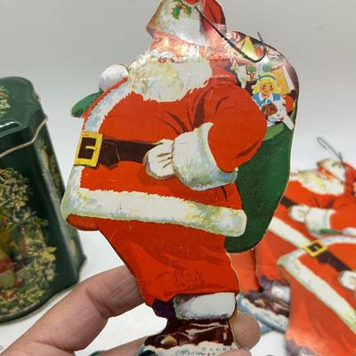 Miscellaneous Lot of Holiday Christmas Decor Santa Claus, Handcrafted Rainbow Candle Hong Kong, & More