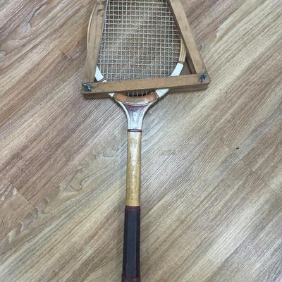 JC Higgins vintage racket and holder