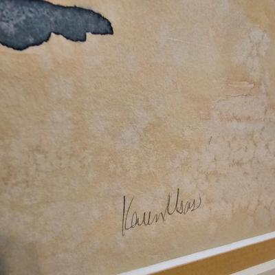 Sea & Town Watercolor, Pencil Signed (PS-JS)