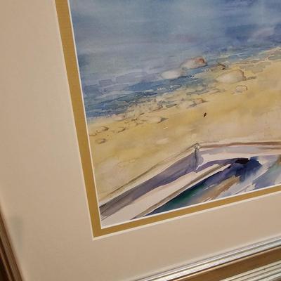 Sea & Town Watercolor, Pencil Signed (PS-JS)