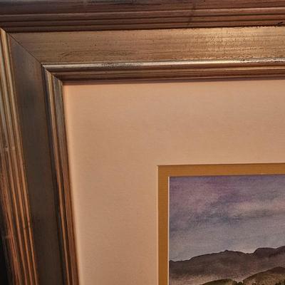 Sea & Town Watercolor, Pencil Signed (PS-JS)