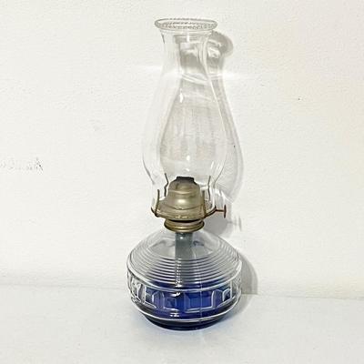 Four (4) Assorted  Vtg. Clear Glass Oil Lamps