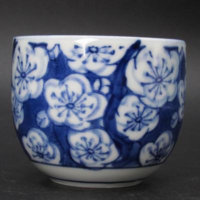 Vintage Blue & White Asian Oriental Blooming Flowers Tea Drinking Cup