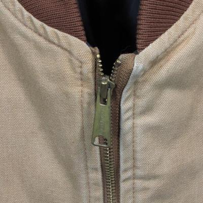Vintage Carhartt Quilt Lined Full Zip Worker Vest Light Brown Large Sleeveless Jacket