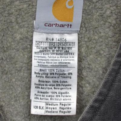 Carhartt Medium Faded Black Worker Vest Cotton Polyester Sleeveless Jacket