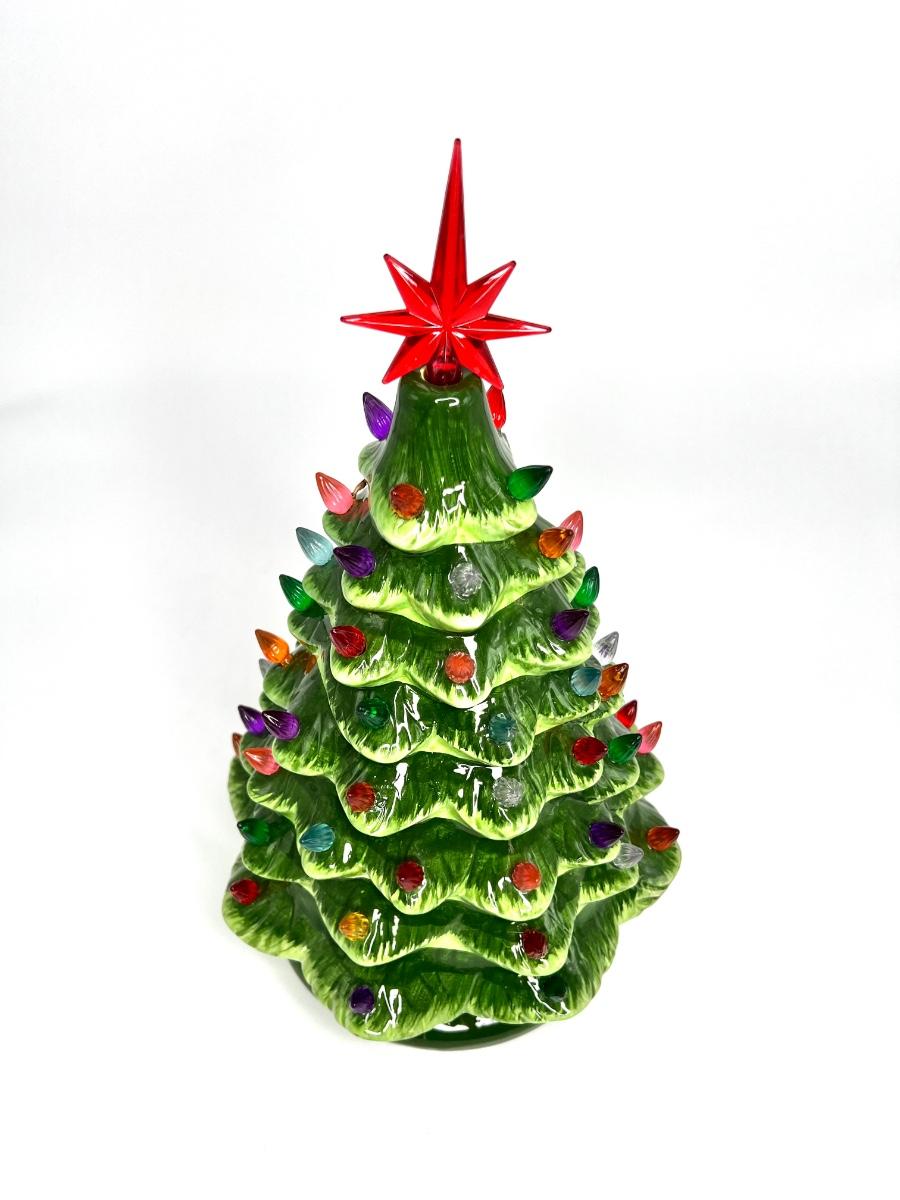 Vintage Ceramic Christmas Tree with Ornaments