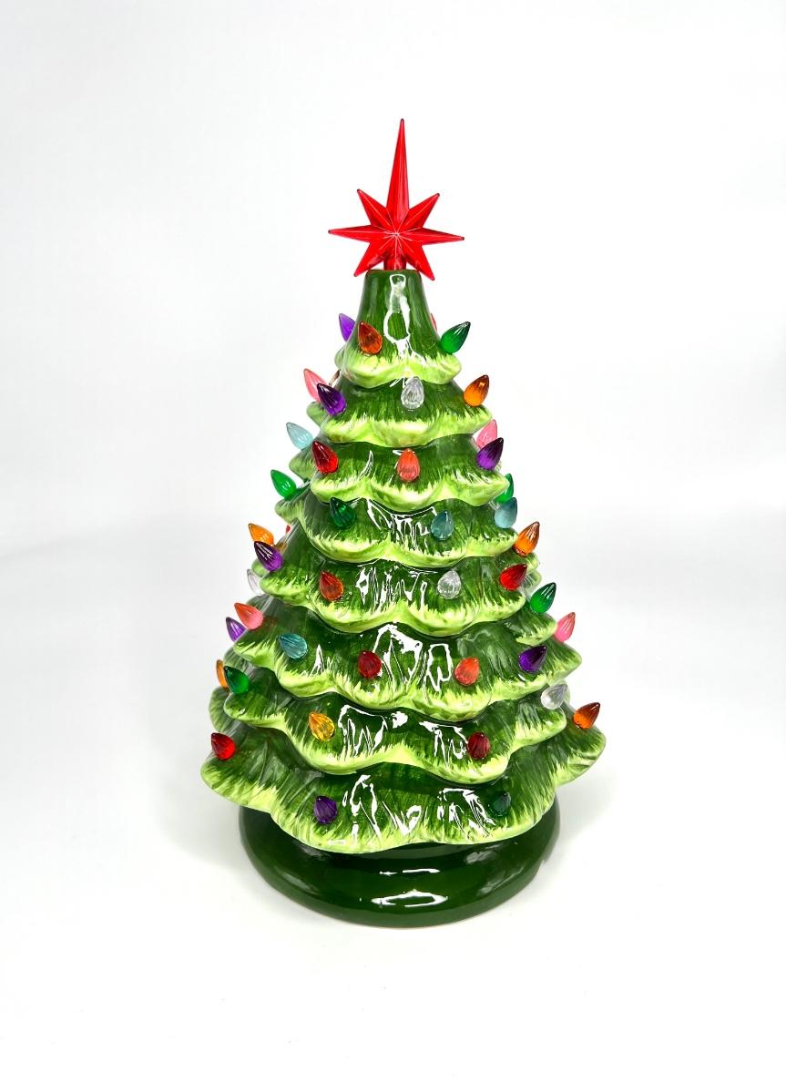 Vintage Ceramic Christmas Tree with Ornaments