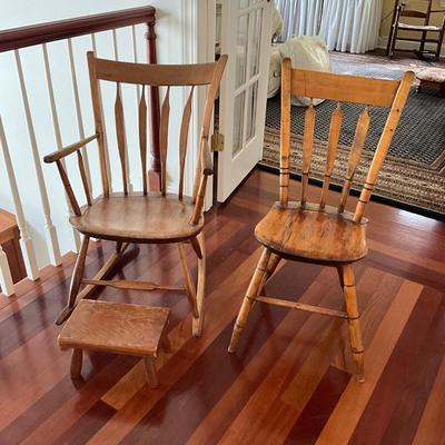 B1160 Antique Arrow Back Rocking Chair, Desk Chair and Ottoman