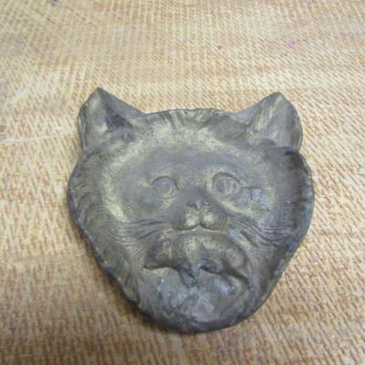 Vintage Cast Metal Cat with Mouse Ashtray- Approx 5