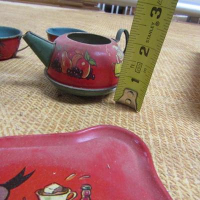 Collection of Antique Children's Tin Litho and Other Tea Set Pieces