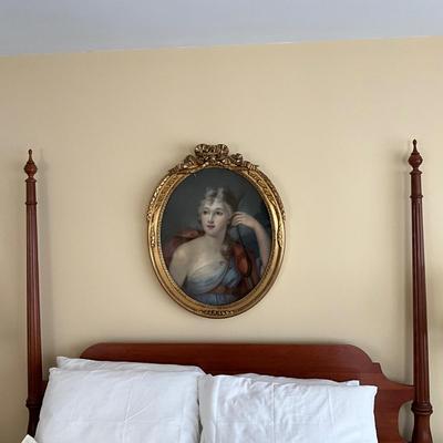 UB1172 Antique Portrait Pastel Painting in French Style Gold Gilt Frame