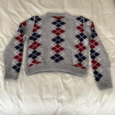 UB1192 Vintage Handmade Argyle Style Pullover Sweater