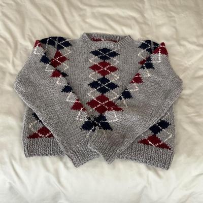 UB1192 Vintage Handmade Argyle Style Pullover Sweater