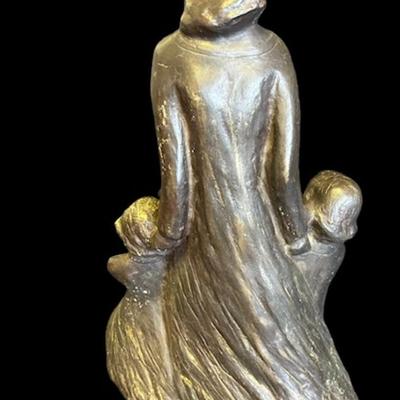 Vintage Bronze Sculpture Mother with Children