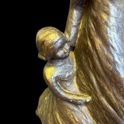 Vintage Bronze Sculpture Mother with Children