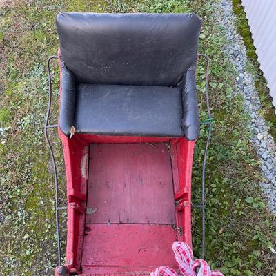 428 Antique Children's Red Sled with Bell