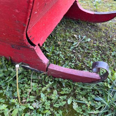 428 Antique Children's Red Sled with Bell