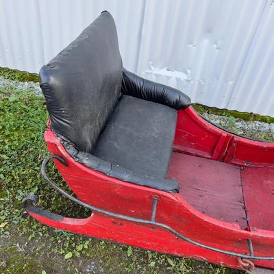 428 Antique Children's Red Sled with Bell