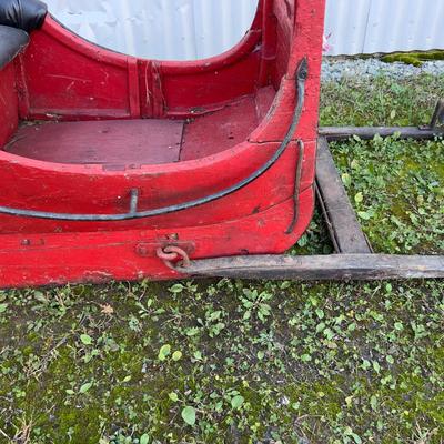 428 Antique Children's Red Sled with Bell