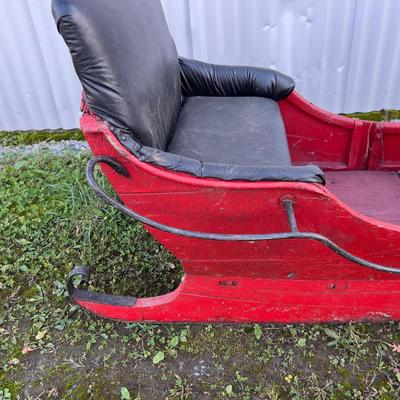 428 Antique Children's Red Sled with Bell