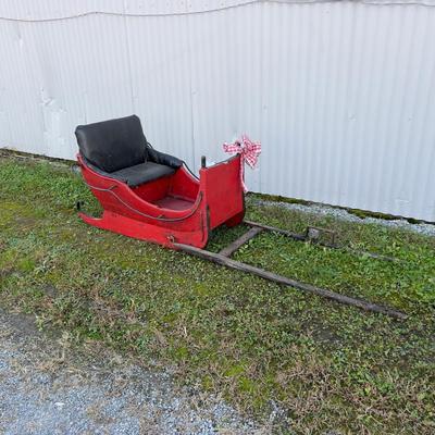 428 Antique Children's Red Sled with Bell