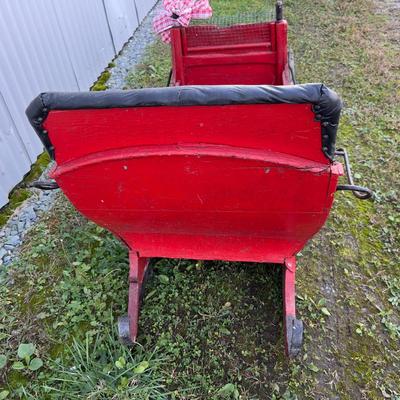 428 Antique Children's Red Sled with Bell