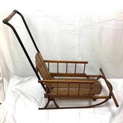 432 Antique Children's Push Pull Oak Sled