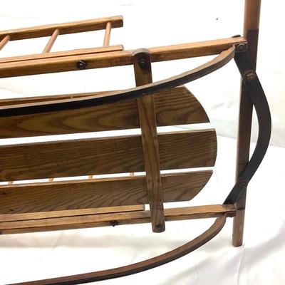 432 Antique Children's Push Pull Oak Sled
