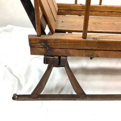 432 Antique Children's Push Pull Oak Sled