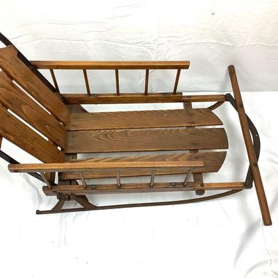 432 Antique Children's Push Pull Oak Sled