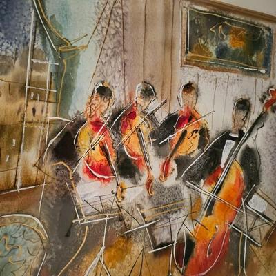 Large Michael Rozenvain painting  string Musicians