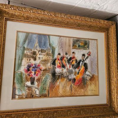Large Michael Rozenvain painting  string Musicians