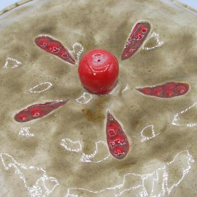 Vintage Ceramic Covered Cherry Pie Plate Dish Holder with Lid