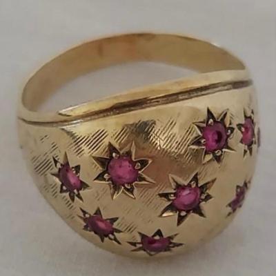 14K Gold Ring w/ Pink Stones (B1-BBL)